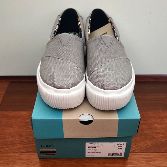 Toms Shoes - NWT TOMS Gray Alpargata Boardwalk Heritage Canvas platform espadrilles